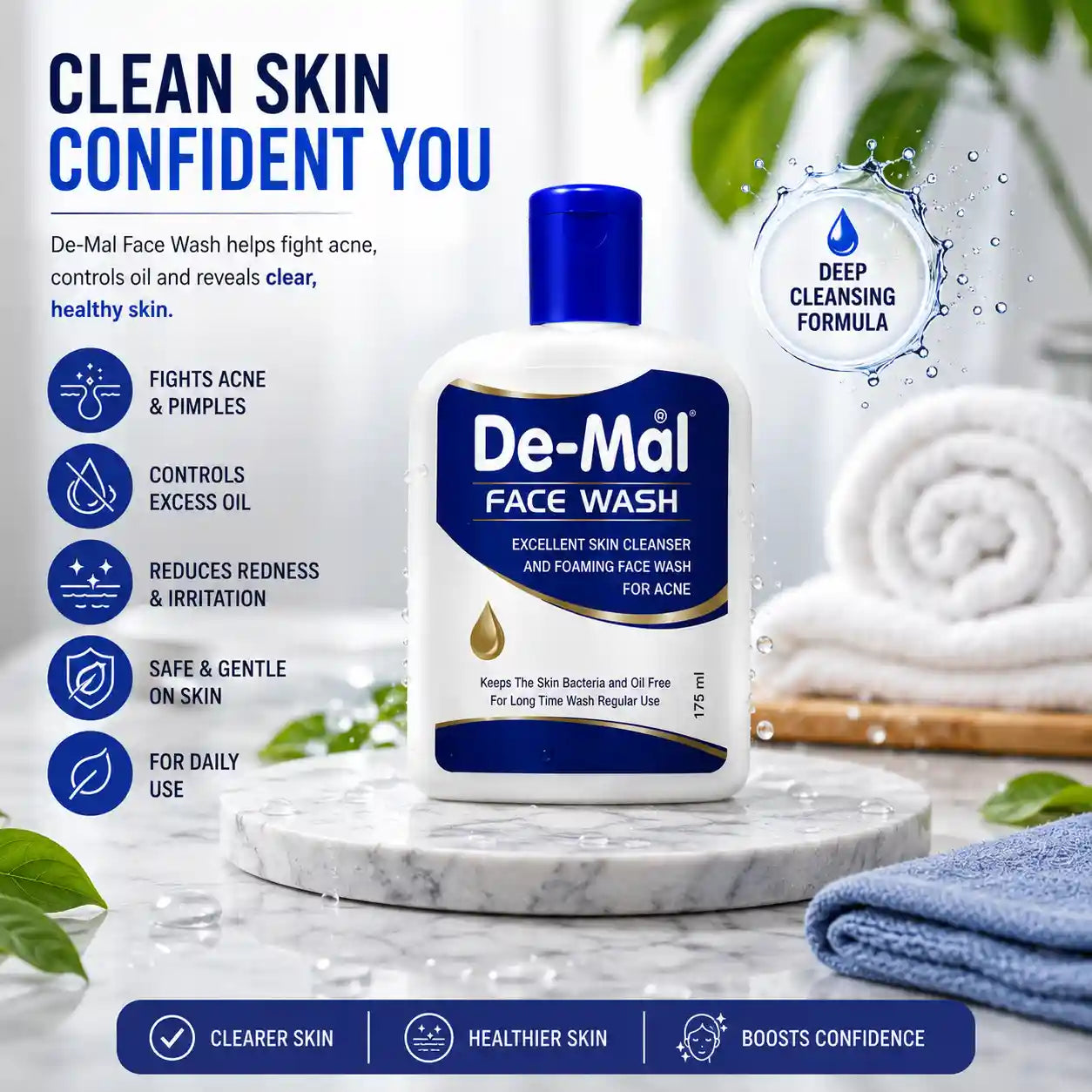 De-Mal Face Wash | Skin Brightening Wash for Acne